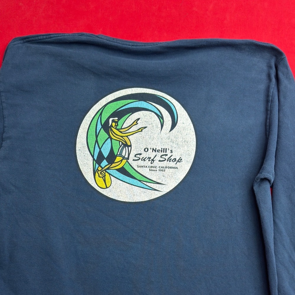 VTG Y2K O'Neill Surf Shop Men XL Navy Blue Long Sleeve Graphic TShirt Santa Cruz